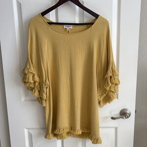 Universal Thread Mustard Ruffle Sleeve Blouse